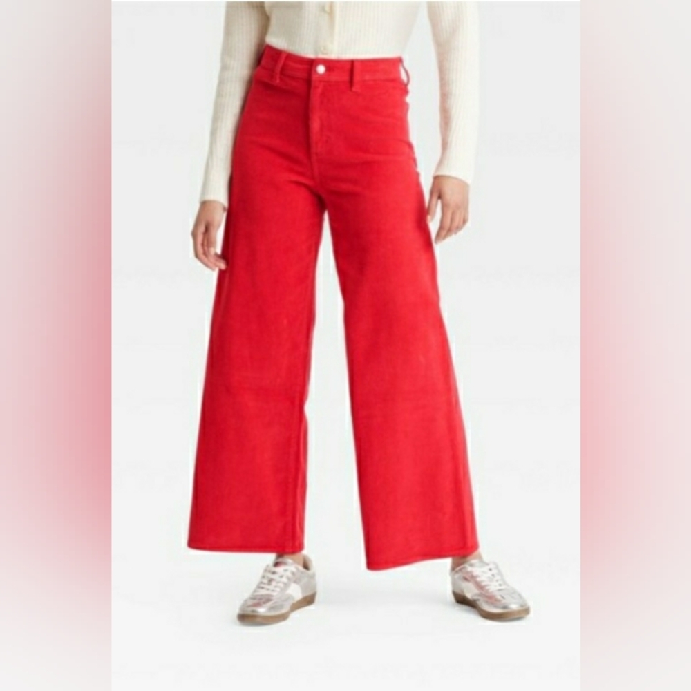 Universal Thread Coral Red High Rise Sailor Wide Leg Ankle Jeans Multi sizes NWT - Picture 5 of 16